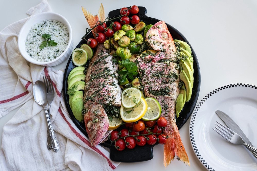 baked fish using herb'd spice seasoning